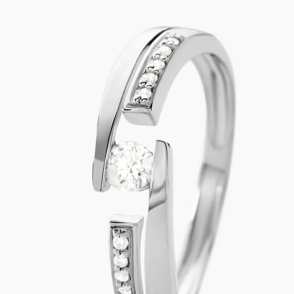 Bague Solitaire Elisa Or Blanc Diamant