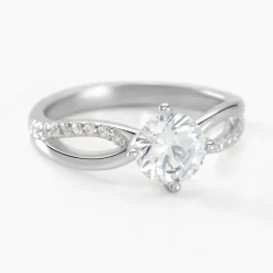 Bague Solitaire Essie Argent Blanc Oxyde De Zirconium