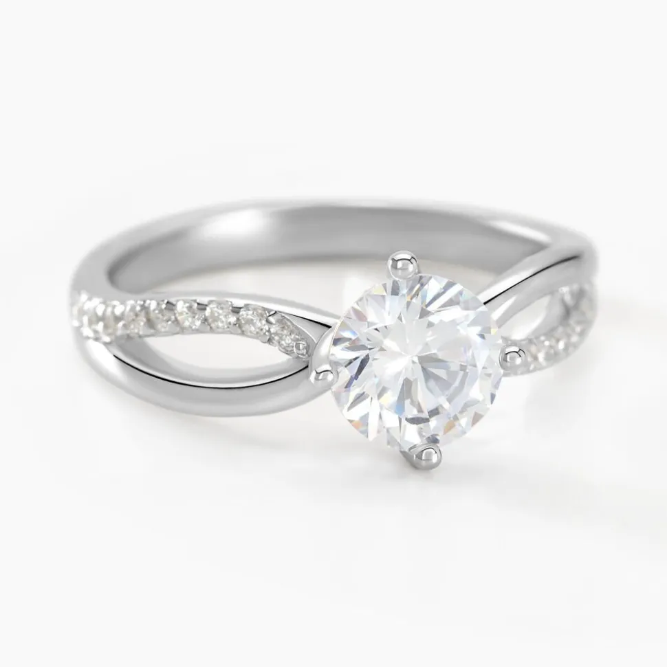 Bague Solitaire Essie Argent Blanc Oxyde De Zirconium