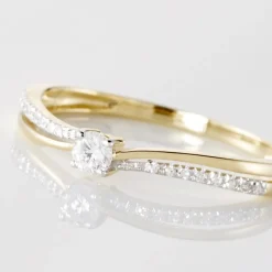Bague Solitaire Finesse Or Jaune Diamant Diamants