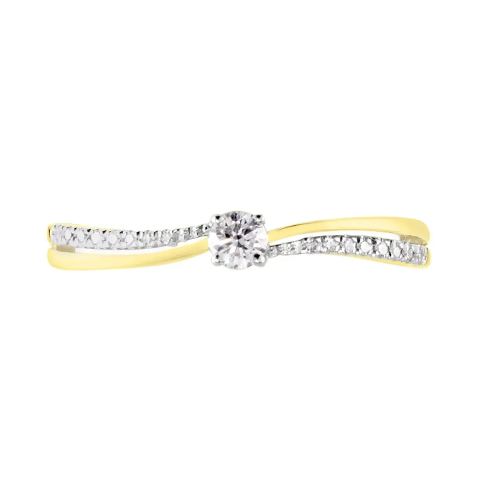 Bague Solitaire Finesse Or Jaune Diamant Diamants