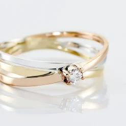 Bague Solitaire Gisla Or Tricolore Diamant