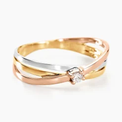 Bague Solitaire Gisla Or Tricolore Diamant