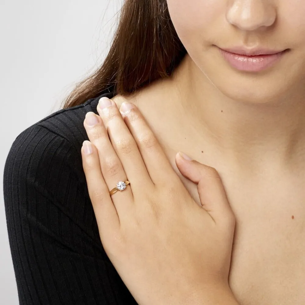 Bague Solitaire Illyana Or Jaune Oxyde De Zirconium|Marc Orian Discount