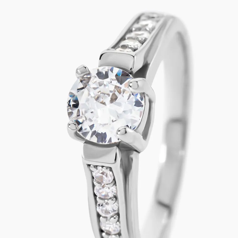 Bague Solitaire Mady Argent Blanc Oxyde De Zirconium