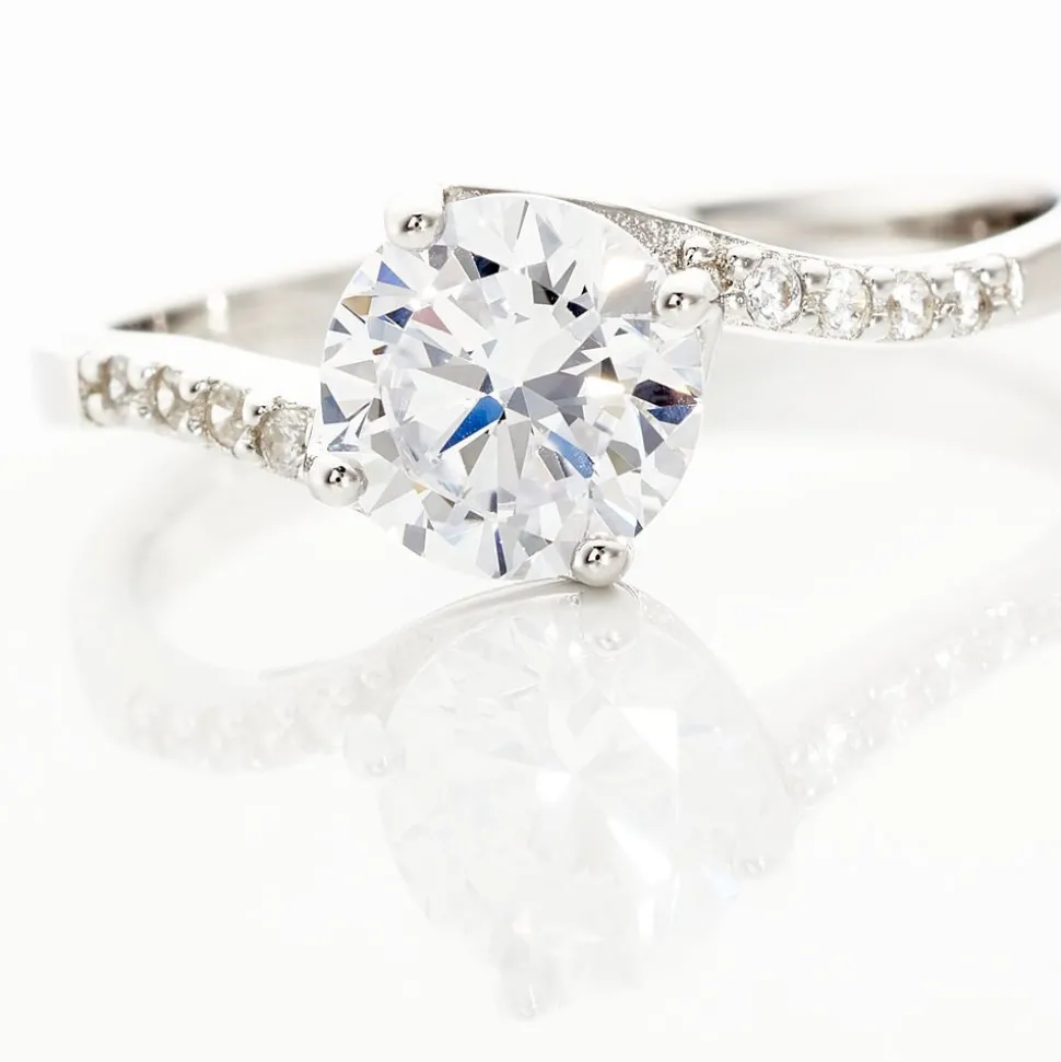 Bague Solitaire Maelane Argent Blanc Oxyde De Zirconium