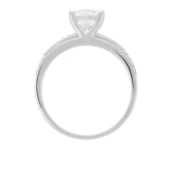 Bague Solitaire Mercan Argent Blanc Oxyde De Zirconium