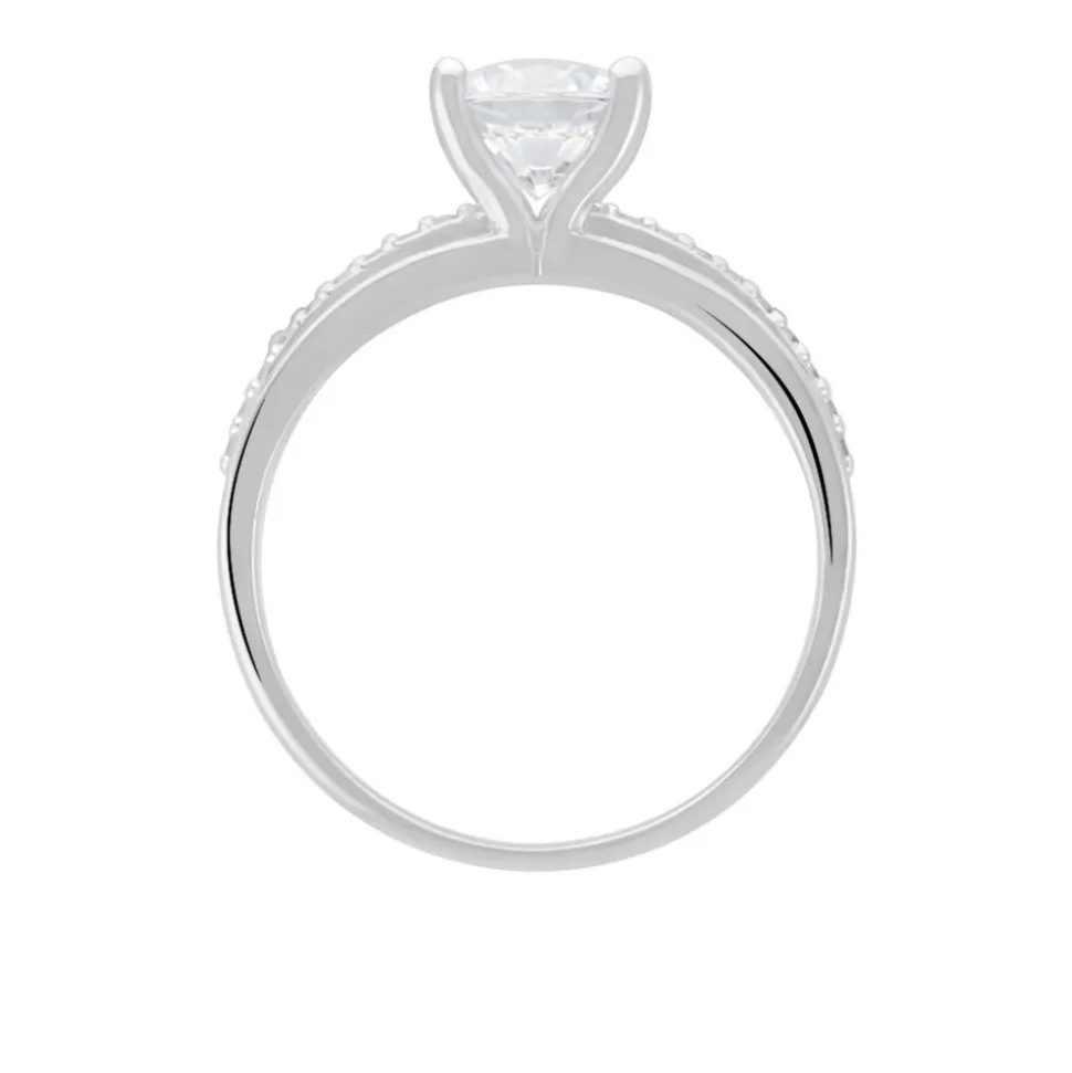 Bague Solitaire Mercan Argent Blanc Oxyde De Zirconium