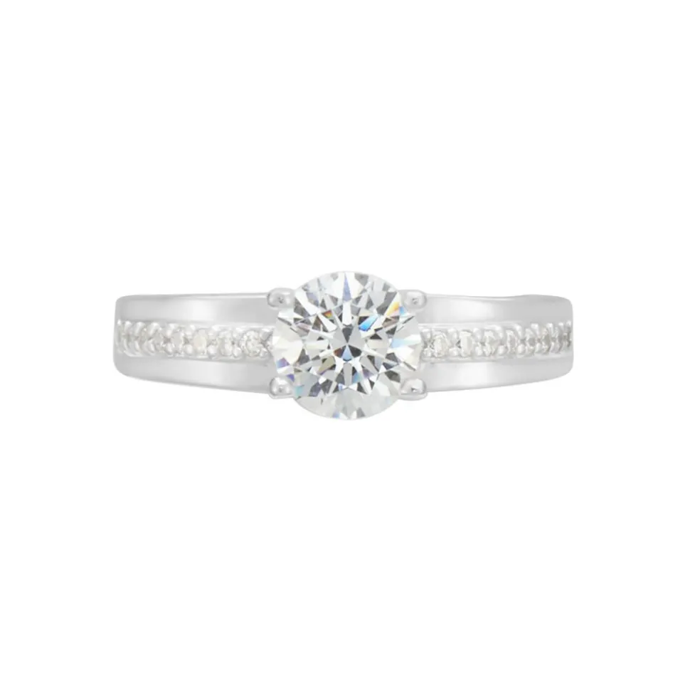 Bague Solitaire Mercan Argent Blanc Oxyde De Zirconium