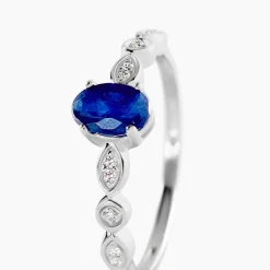 Bague Solitaire Michaela Or Blanc Saphir Et Diamant|Marc Orian Discount