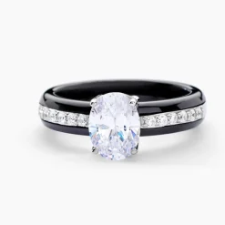 Bague Solitaire Neville Argent Blanc Céramique Et Oxyde De Zirconium