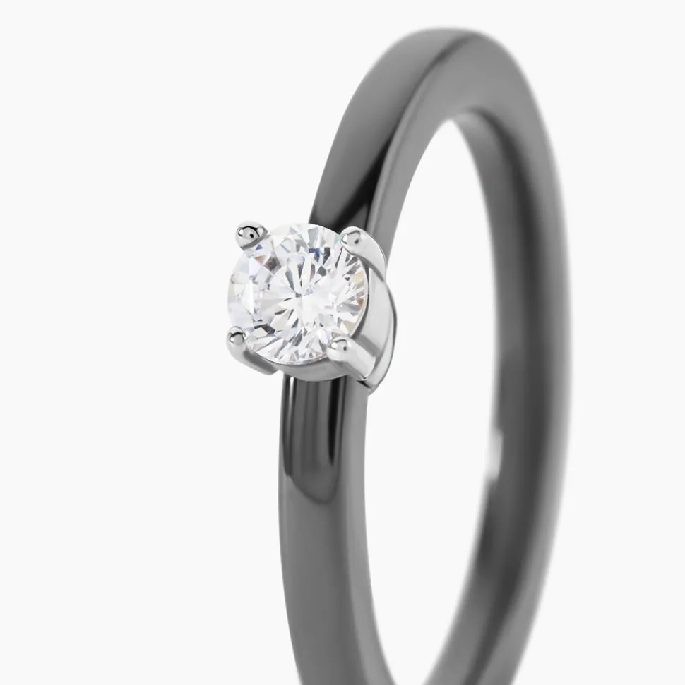 Bague Solitaire Nigelia Argent Blanc Oxyde De Zirconium