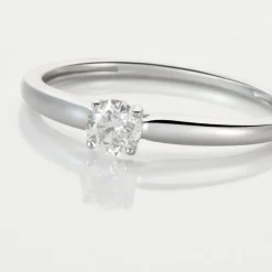 Bague Solitaire Or Blanc Flora Diamant