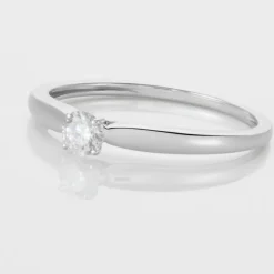 Bague Solitaire Or Blanc Flora Diamant