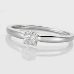 Bague Solitaire Or Blanc Flora Diamant