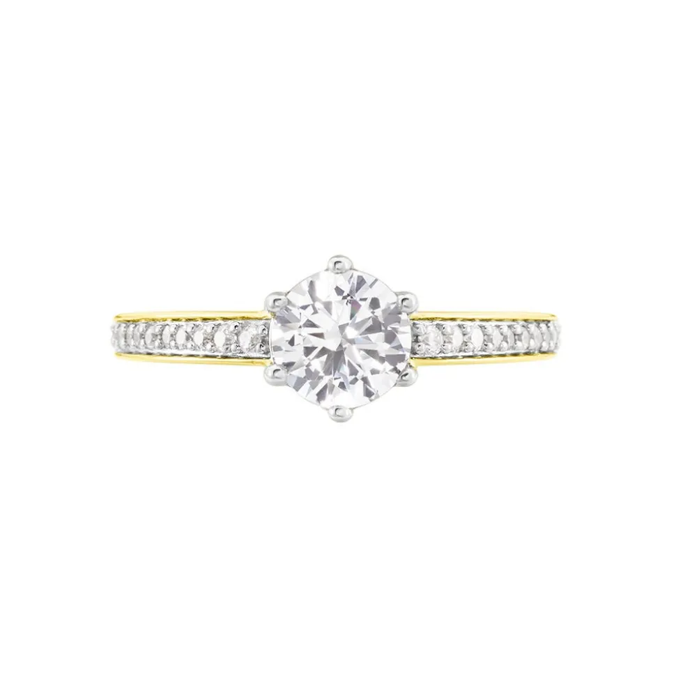 Bague Solitaire Or Jaune Telesphore Oxyde De Zirconium