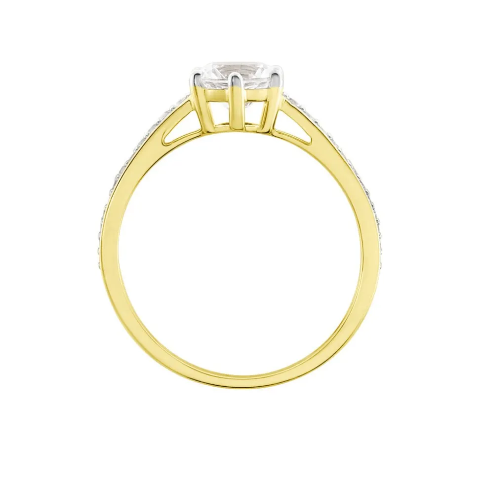 Bague Solitaire Or Jaune Telesphore Oxyde De Zirconium