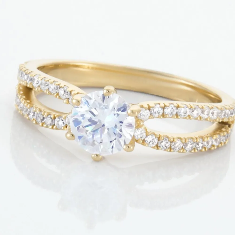 Bague Solitaire Plaqué Or Jaune Melaina Oxyde De Zirconium|Marc Orian Sale
