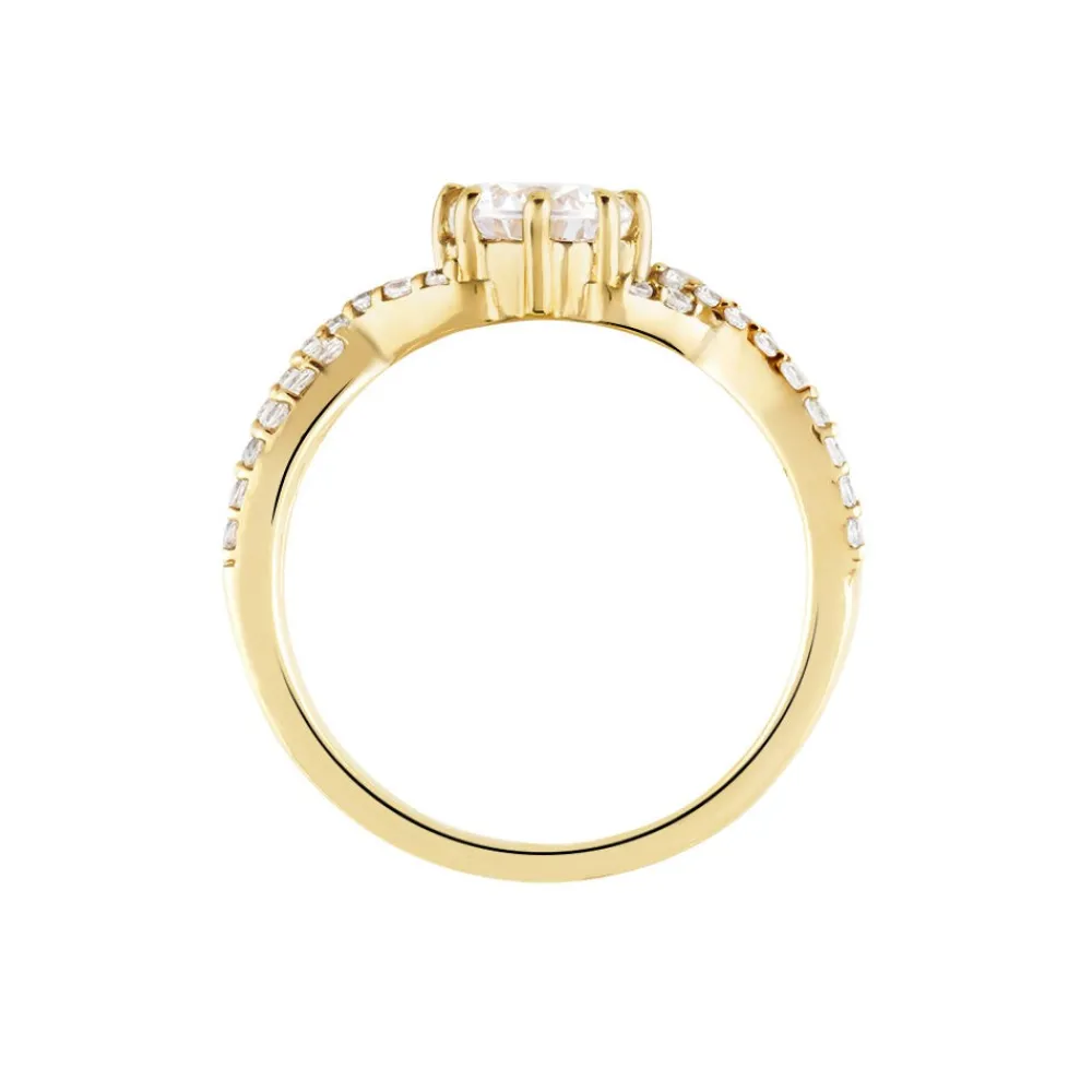 Bague Solitaire Plaqué Or Jaune Arienne Oxydes De Zirconium|Marc Orian New