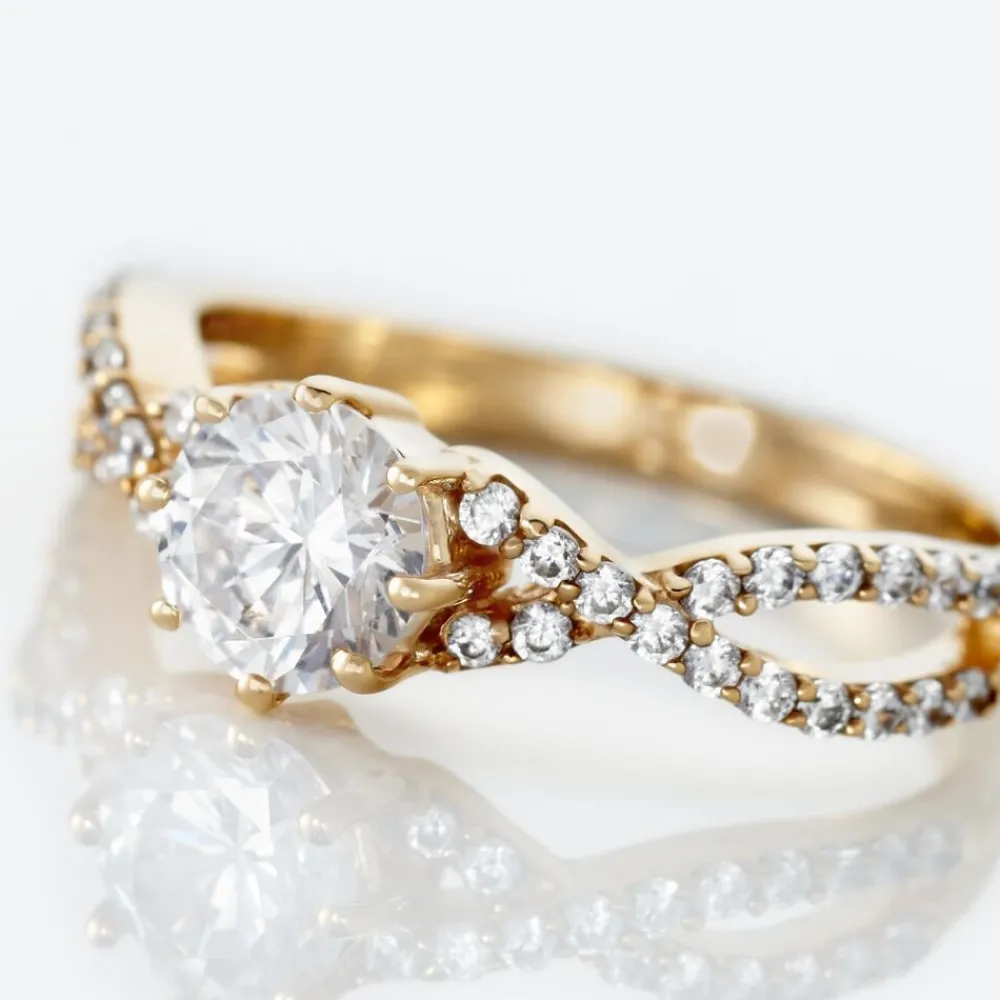 Bague Solitaire Plaqué Or Jaune Arienne Oxydes De Zirconium|Marc Orian New