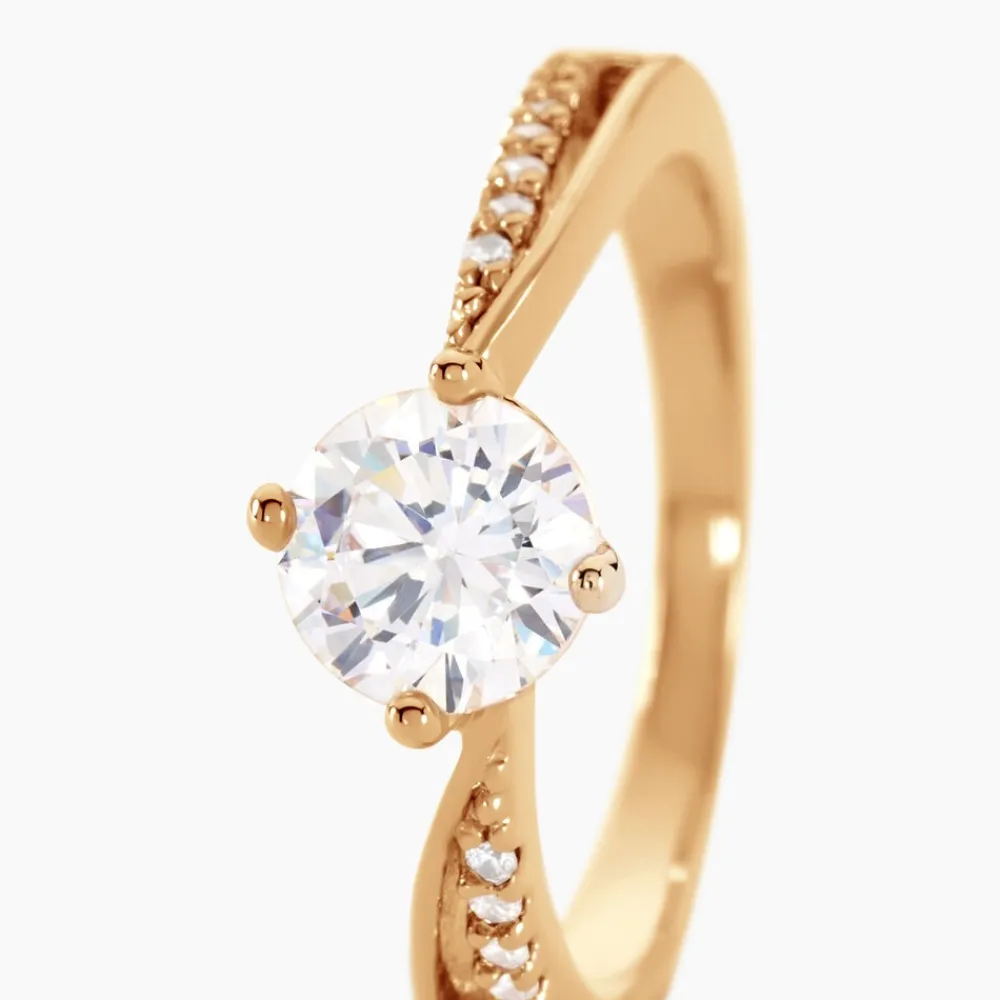 Bague Solitaire Sarah-lee Plaqué Or Jaune Oxyde De Zirconium|Marc Orian Outlet