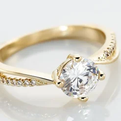 Bague Solitaire Sarah-lee Plaqué Or Jaune Oxyde De Zirconium|Marc Orian Outlet