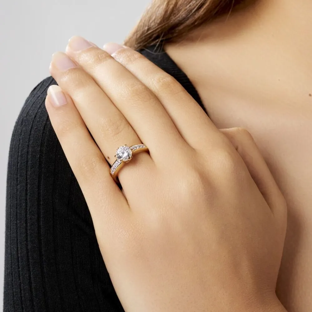 Bague Solitaire Stevie Plaqué Or Jaune Oxyde De Zirconium|Marc Orian Best