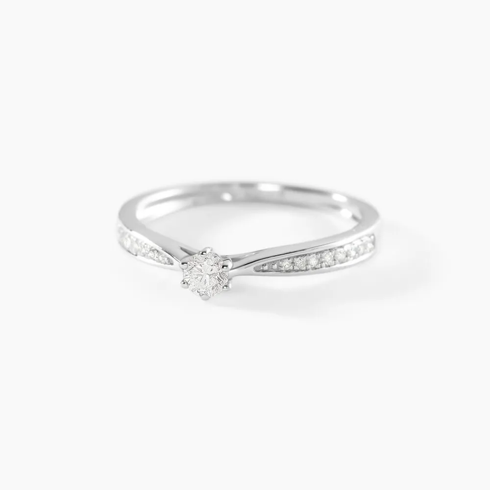 Bague Solitaire Symphonie Or Blanc Diamant|Marc Orian