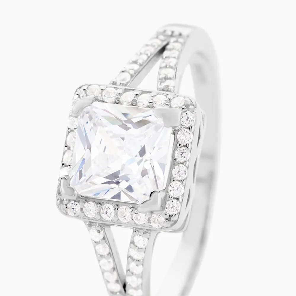 Bague Solitaire Wilona Argent Blanc Oxyde De Zirconium|Marc Orian Outlet