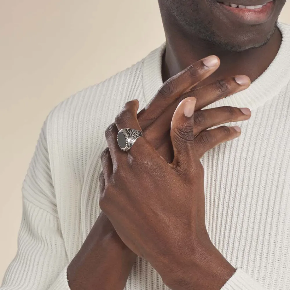 Bague Thimeo Argent Blanc Onyx|Marc Orian Hot