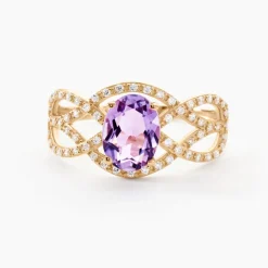 Bague Tina Or Jaune Amethyste Et Oxyde De Zirconium
