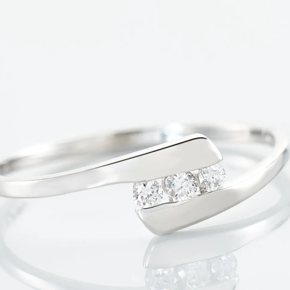 Bague Trilogie Or Blanc Diamant