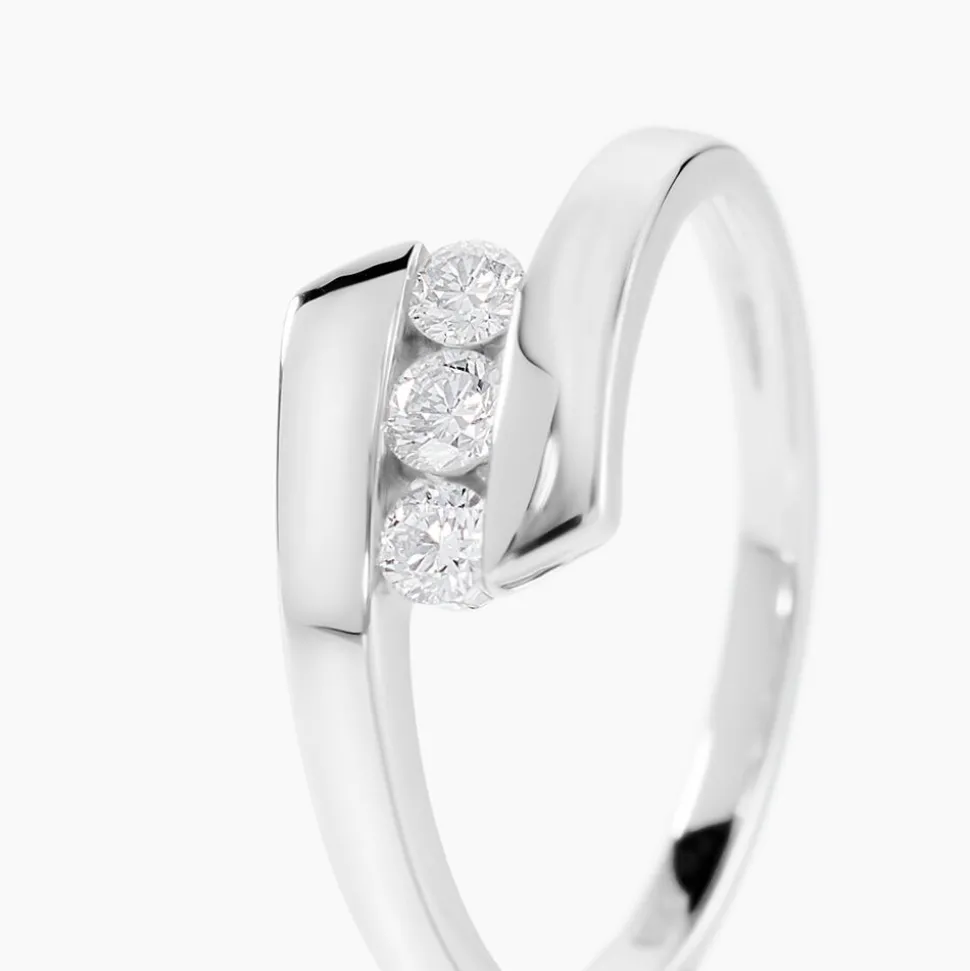 Bague Trilogie Or Blanc Diamant