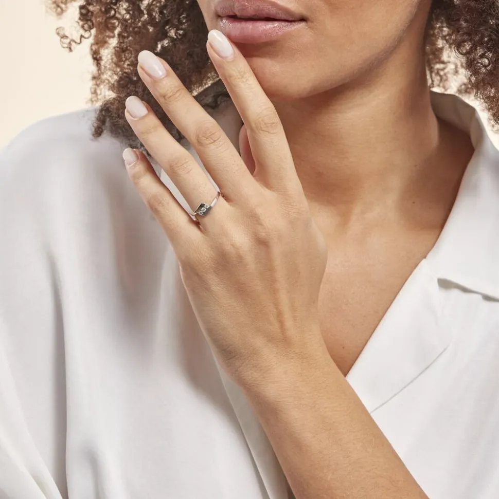 Bague Trilogie Or Blanc Diamant