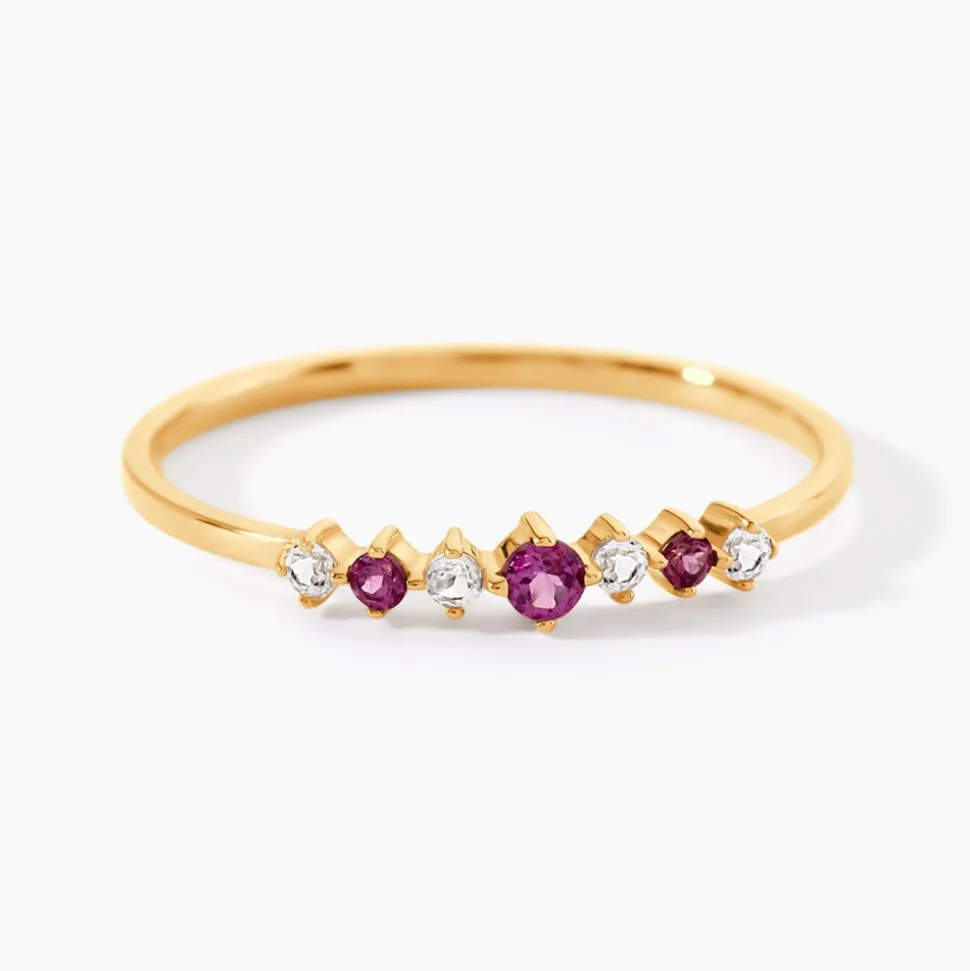 Bague Valora Or Jaune Rhodolite Oxyde De Zirconium
