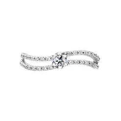 Bague Vrille Double Or Blanc Oxyde De Zirconium