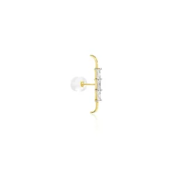 Bijou D'oreille Unitaire Alon Or Jaune Oxyde De Zirconium