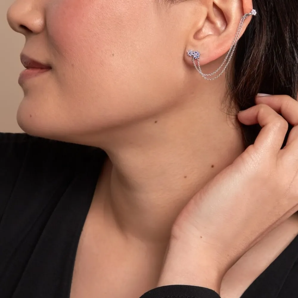 Bijou D'oreille Unitaire Grimpant Argent Blanc Oxyde De Zirconium|Marc Orian Clearance