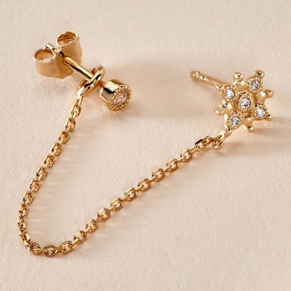 Bijou D'oreille Unitaire Lyric Plaqué Or Jaune Oxyde De Zirconium|Marc Orian Clearance