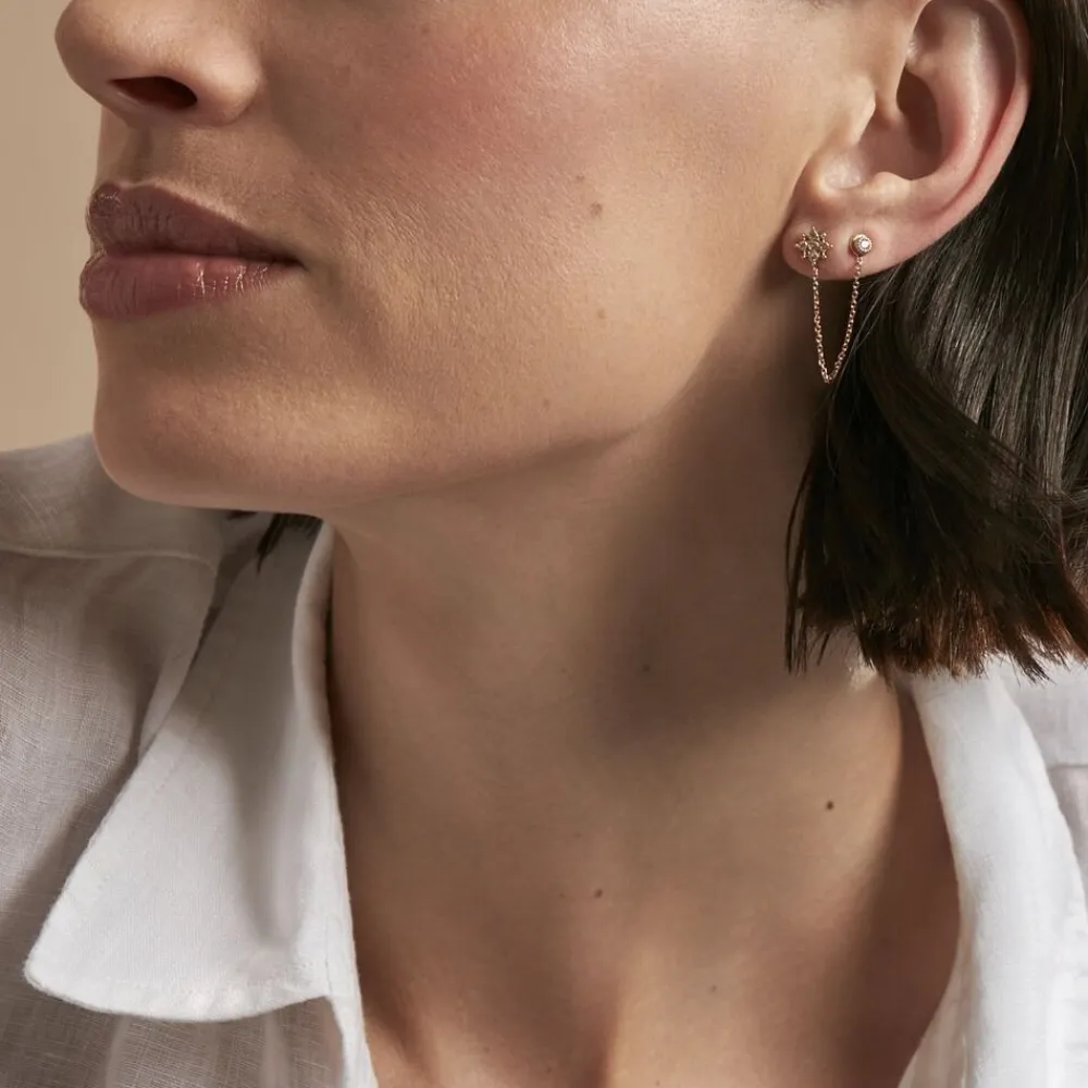 Bijou D'oreille Unitaire Lyric Plaqué Or Jaune Oxyde De Zirconium|Marc Orian Clearance