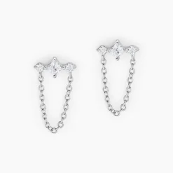 Bijoux D'oreilles Desert Argent Blanc Oxyde De Zirconium