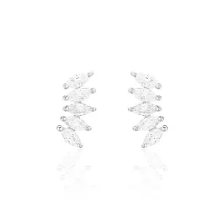 Bijoux D'oreilles Edma Or Blanc Oxyde De Zirconium