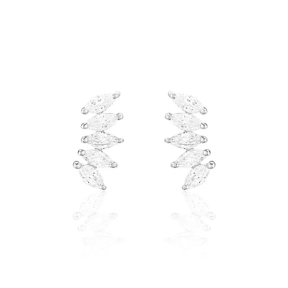 Bijoux D'oreilles Edma Or Blanc Oxyde De Zirconium