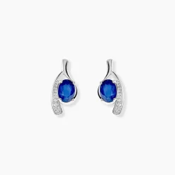 Bijoux D'oreilles Emotion Or Blanc Saphir Diamant
