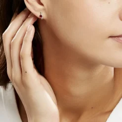 Bijoux D'oreilles Emotion Or Jaune Rubis Diamant