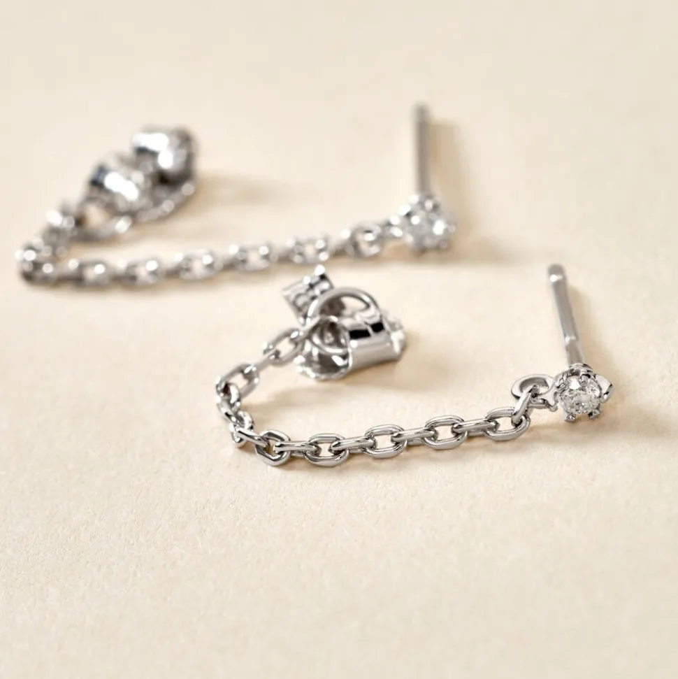 Bijoux D'oreilles Fantaisia Argent Blanc Oxyde De Zirconium