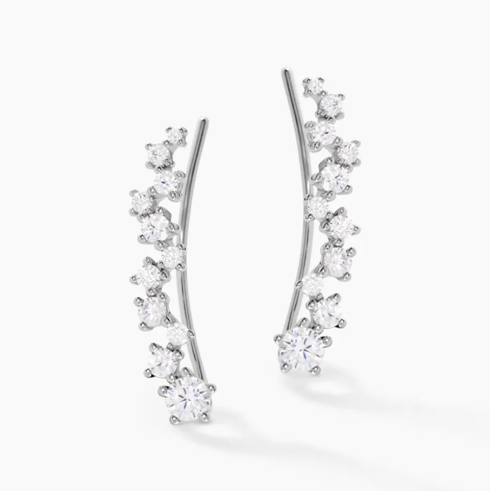 Bijoux D¿oreilles Grimpants Enza Argent Blanc Oxyde De Zirconium