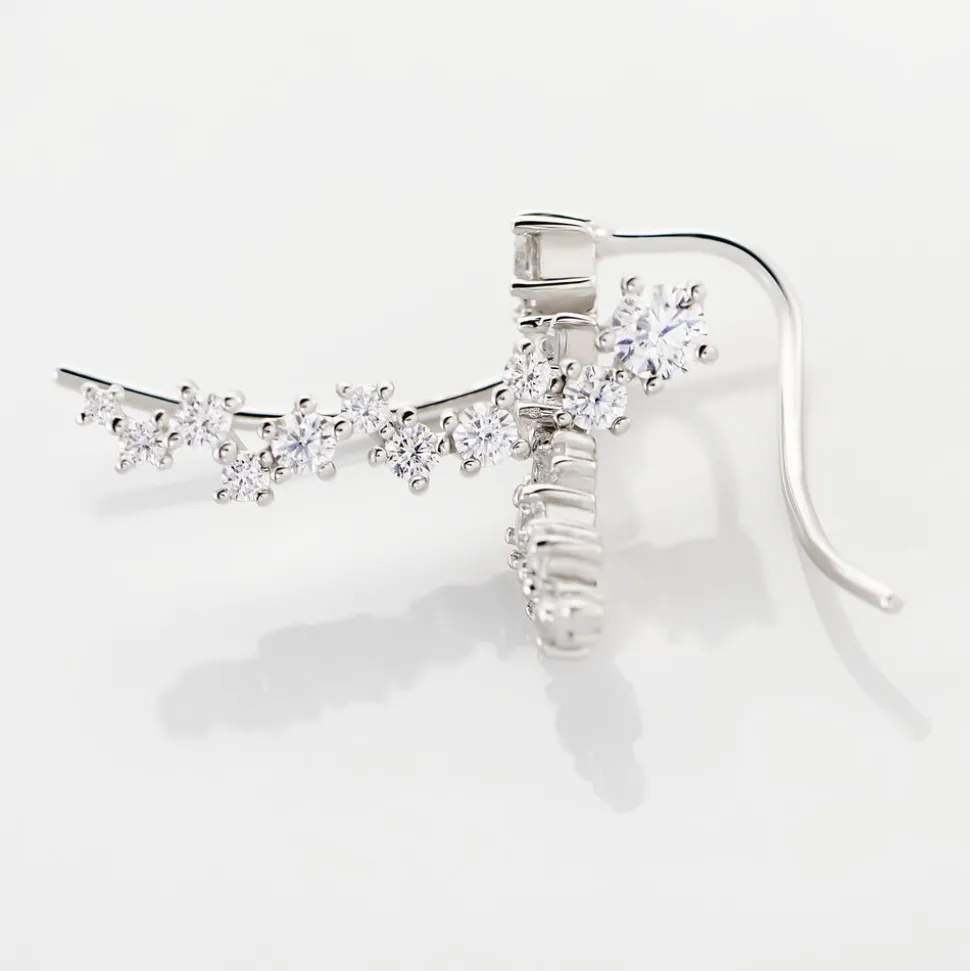 Bijoux D¿oreilles Grimpants Enza Argent Blanc Oxyde De Zirconium