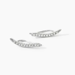 Bijoux D'oreilles Grimpants Gracelle Argent Blanc Oxyde De Zirconium|Marc Orian Sale