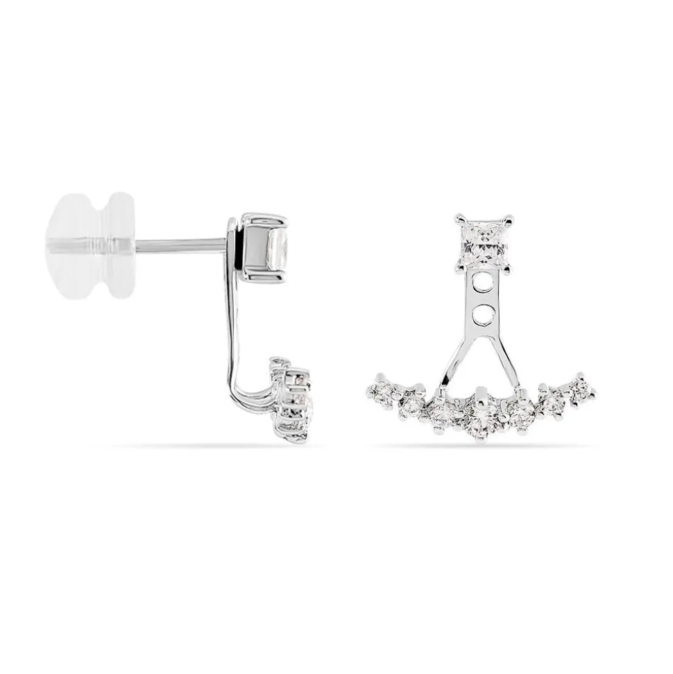 Bijoux D'oreilles Kyoto Or Blanc Oxyde De Zirconium